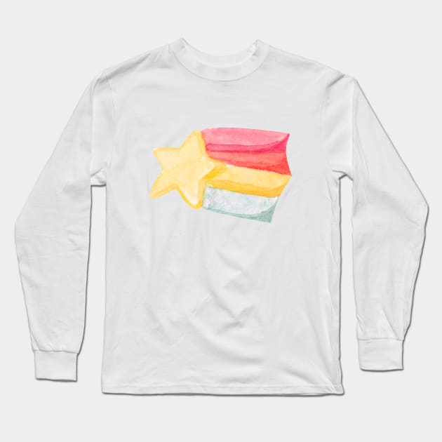 Shiny shooting star with rainbow Long Sleeve T-Shirt by shoko